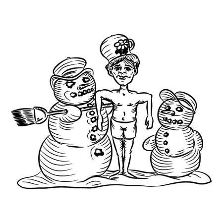 snowman outlineのイラスト素材