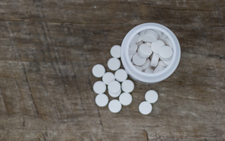 Oral medicine, paracetamol,white pills.Selective focus.の写真素材