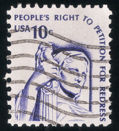 Picture of Goddess of Justice in reference to the rights and freedoms of the american people, USA post stamp 1977のeditorial素材