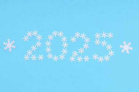 Number 2025 made of confetti in the shape of snowflakes symbolize New Yearの写真素材