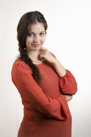 Portrait of pregnant girls looking rightの写真素材