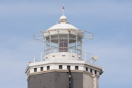Anapa, Russia - March 9, 2016: A view of the top part of Anapa lighthouse, set on the shore of the cape in the center of Anapaのeditorial素材
