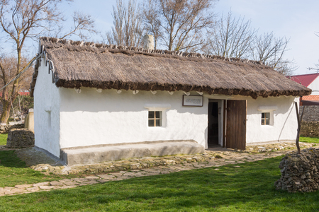 Taman, Russia - March 8, 2016: Old house - hut, house-museum exhibit in memory of the great Russian poet of stay MY Lermontov's Taman in September 1837のeditorial素材