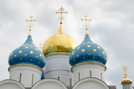 Sergiev Posad - August 10, 2015: Dome close-up of the Assumption Cathedral of the Holy Trinity St. Sergius Lavraのeditorial素材
