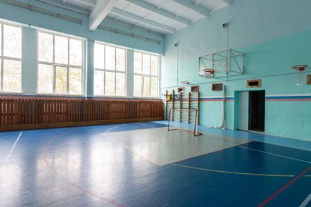 Anapa, Russia - October 5, 2019: Ordinary school gym in Russiaのeditorial素材