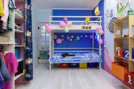 Anapa, Russia - April 2, 2020: Interior of a living room with a bunk bedのeditorial素材