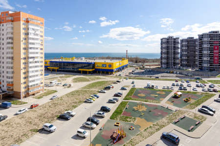Novorossiysk, Russia - March 16, 2020: Hypermarket "Lenta" in the southern region of Novorossiysk, in the area of the new housing complex "Take-off"のeditorial素材