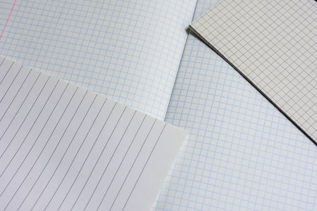 Opened notebooks in a cage and a line close-up