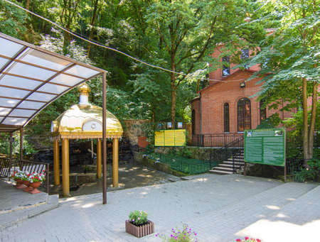 Neberdzhaevskaya, Russia - July 24, 2021: One of the sources of the complex of springs "Holy handle" in the Krymsky district of the Krasnodar Territory, not far from the village of Neberdzhaevskayaのeditorial素材