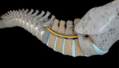 This is a 3d illustration vertebral column section in horizontal positionの写真素材