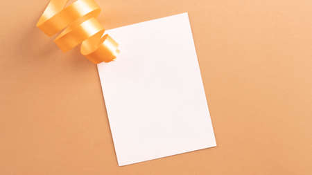 white sheet for congratulations on a bright backgroundの写真素材