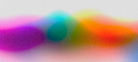 Pink orange blue green vibrant color gradient on white grainy background, abstract header poster design, noise textureの写真素材