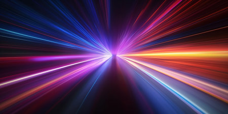 abstract long exposure dynamic speed light trails background. Generative ai.