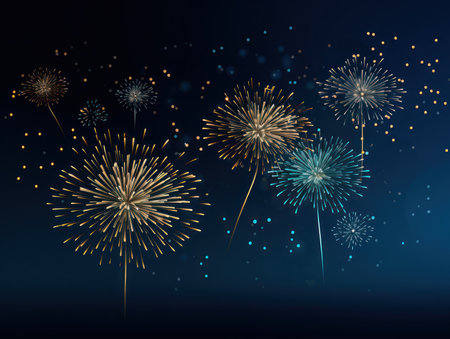 Fireworks on a dark blue backgroundの素材