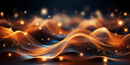 Design abstract Christmas wallpapers with a smooth background resembling the soft waves of silky fabric in gentle shades of gold and gold. Include golden details to enhance the holiday effectの素材