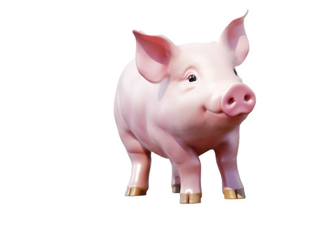 pink pig on a white backgroundの素材