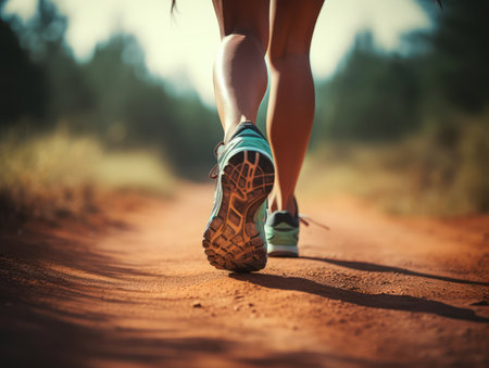 Athlete's legs close up while running.の素材