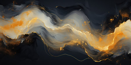 Black and gold marble texture design for cover book or brochure, poster, wallpaper background or realistic business and design artwork.の素材