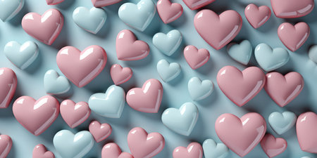 Abstract background with colorful 3d bright heartsの素材