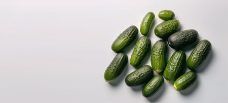 cucumbers on a white background, top view. Generative AIの素材