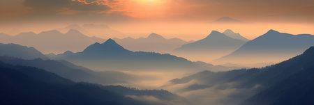 Blue hour after sunset over the mountainsの素材