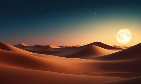Background for Ramadan with a place for text. A night in the desert.の素材