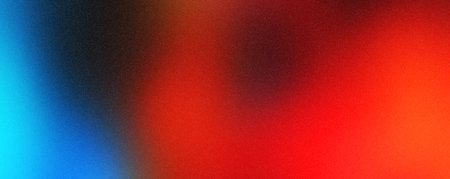 Grainy gradient background red blue abstract glowing color wave black dark backdrop noise texture banner poster header design.の写真素材