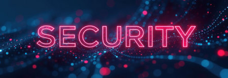 Virtual Private Network Protection Icon. Digital VPN Shield in Cybersecurity. Glowing VPN Shield in Futuristic Tech Design.の素材