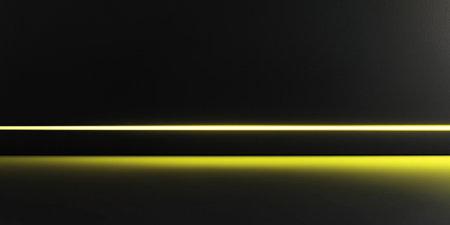 Yellow neon light painting a black wallの素材