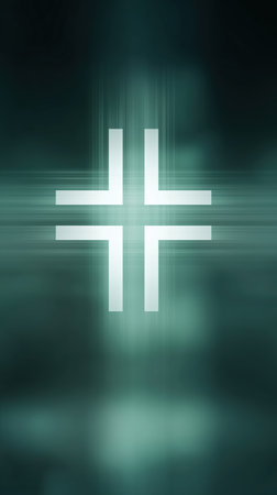 Bright emblem amidst data lines, Radiant marker hovers over stream of instant medical data exchange, Illuminated symbol drifts amid rapid transmission of digital health recordsの素材