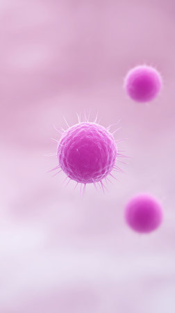 Immune system visual depiction, Detailed visual representation of immune recognition mechanisms, Vivid depiction of immune cells interacting with foreign particles in biological contextの素材