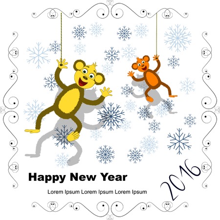 symbol of 2016 year and monkey for your designのイラスト素材