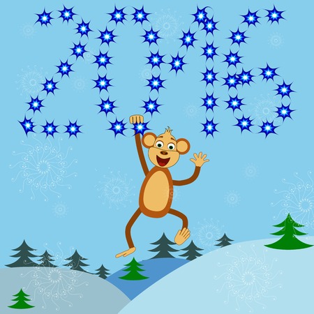 symbol of 2016 year and monkey for your designのイラスト素材