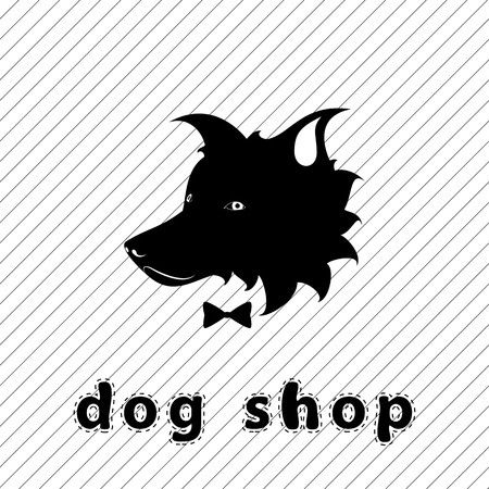 Dog shop signboard. dog silhouette for store advertisingのイラスト素材