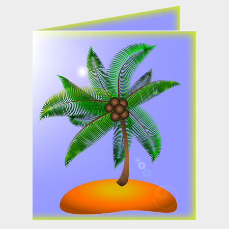 Postcard with picture of palm and beach. summer time card with sand and palm on itのイラスト素材