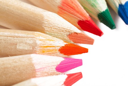 Colouring Pencils Lined on White Isolated Backgroundの写真素材