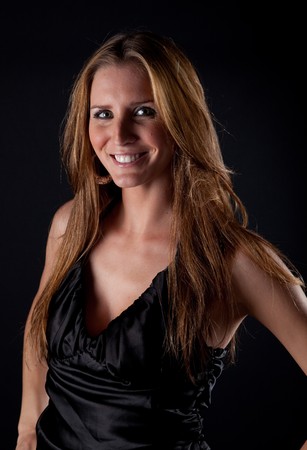 Sexy Female Model on Black Isolated Backgroundの写真素材