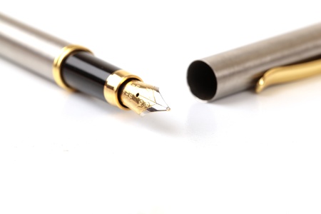 Metallic Fountain Pen Isolated On White Backgroundの写真素材