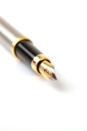 Metallic Fountain Pen Isolated On White Backgroundの写真素材