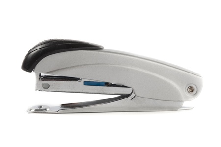 Closeup of Grey Stapler on White Isolated Background