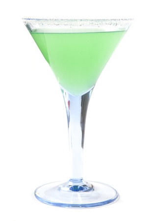 Green Coctail in Glass Isolated on White Backgroundの写真素材