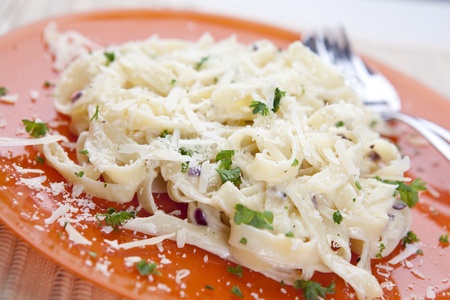Spaghetti with Parmesan Cheese and Parsleyの写真素材