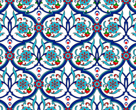Seamless pattern illustration in traditional style - like Portuguese tiles.のイラスト素材