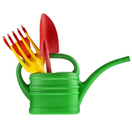 Colorful gardening tools over white backgroundの写真素材