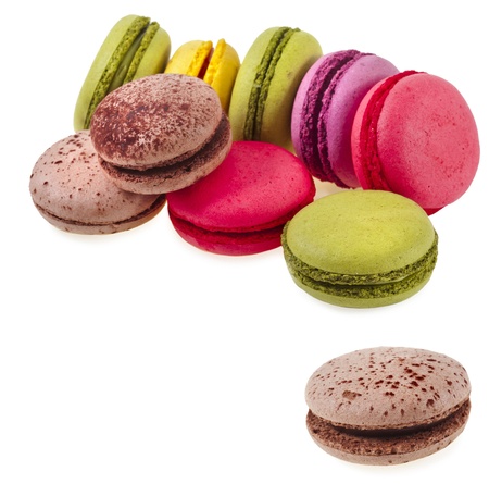 Colorful macaroons isolation on a white backgroundの写真素材
