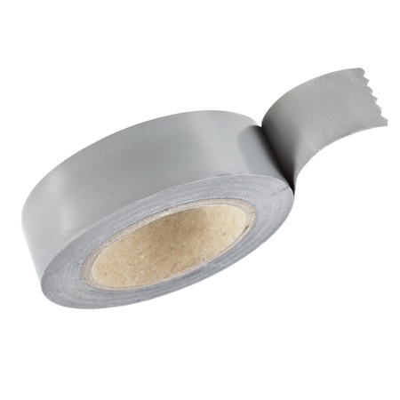 Gray insulating tape roll isolated on white backgroundの写真素材