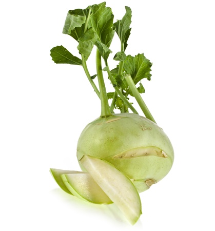 kohlrabi cabbage isolated on white backgroundの写真素材