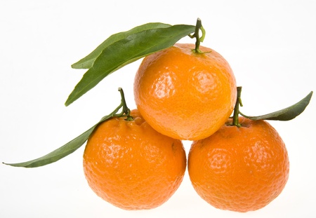 mandarine   tangerine   close up isolated on white backgroundの写真素材