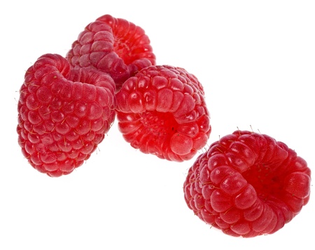 Raspberries isolated over white backgroundの写真素材