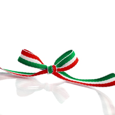 Striped Colors Ribbon Tape with copy space isolated on white backgroundの写真素材